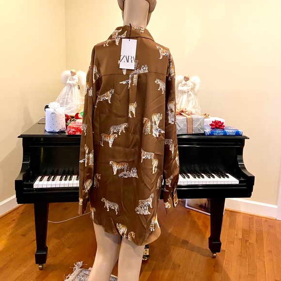 NWT Zara retro animal print satin blouse/top - Picture 16 of 16